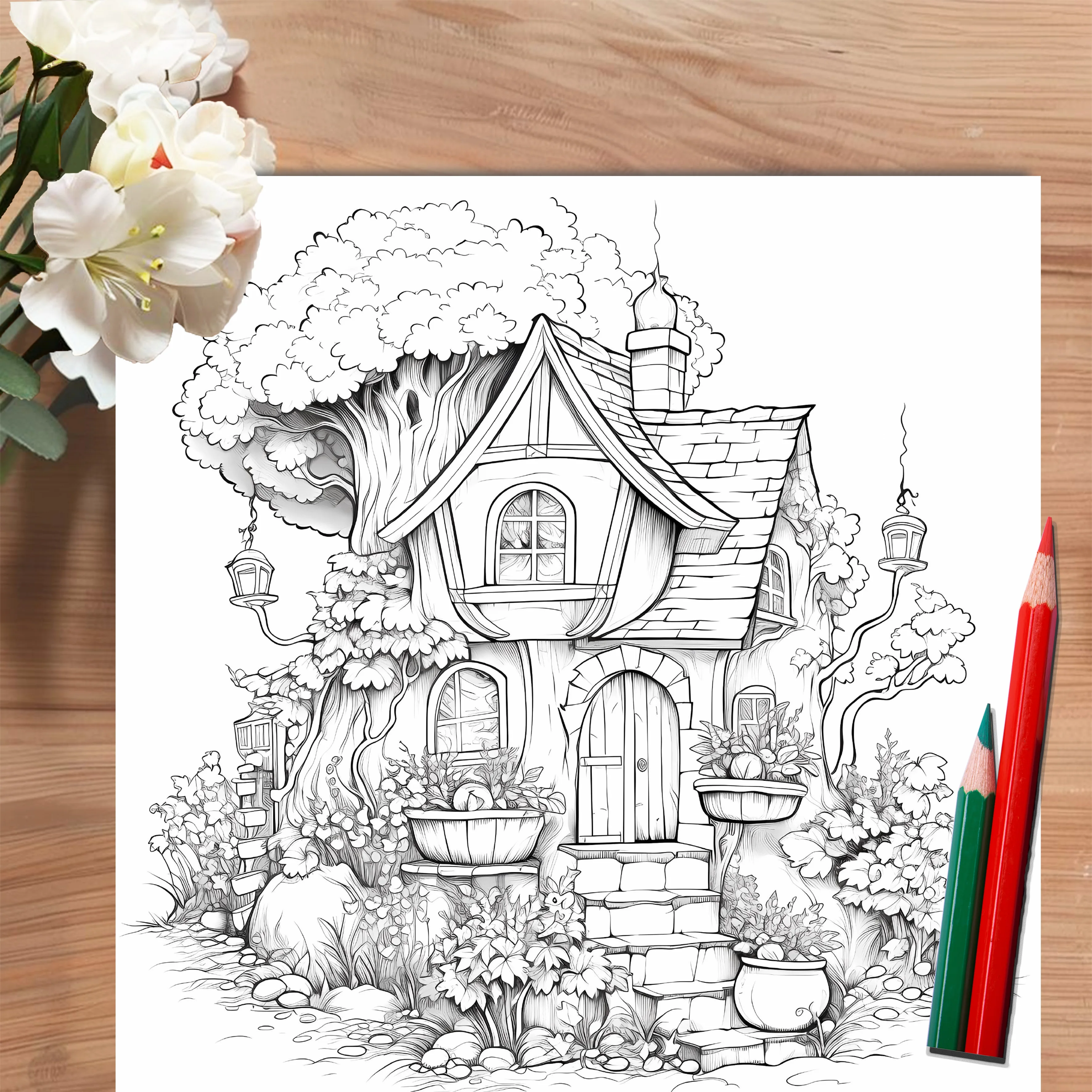 Fairy Castle Coloring Book 20 Page Gift For Birthday Party Relieve Stress Kill Time Graffiti Painting Drawing Art Book 4