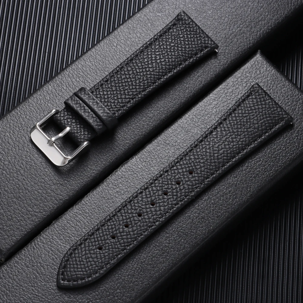 Epsom Leather Quick Release Watch Strap with Handmade Palm Pattern