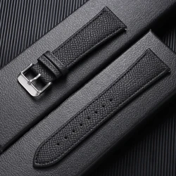 Epsom Leather Quick Release Watch Strap with Handmade Palm Pattern - Other (Black)