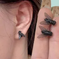 1pair Creative Abstract Flies Earrings for Women Funny Simulation Fly Insect Stud Earrings Party Jewelry Men and Women Gift