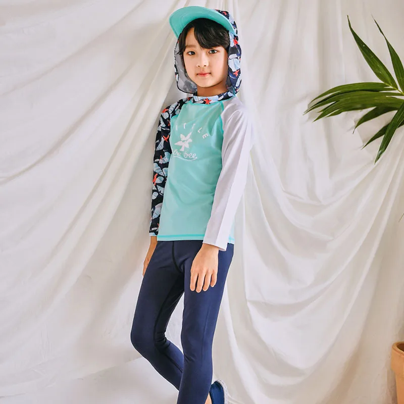 Kids Swimsuits 2-10 Years Rashguard Big Boys Kids Swimwear Anti-UV Swimming Surf Beach Bathing Suit Long sleeve 2pc Suit