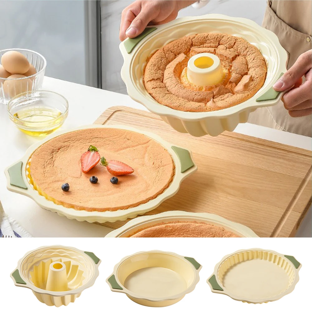 

New Cake Pan Silicone Baking Pan Round Baking Cake Mold Fluted Tube Shallow Deep Pan Easy To Clean Home DIY Baking Accessories