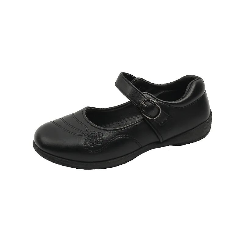Girls Princess Leather Shoes School Versatile Children Uniform Flat Shoes Embroidered Performance