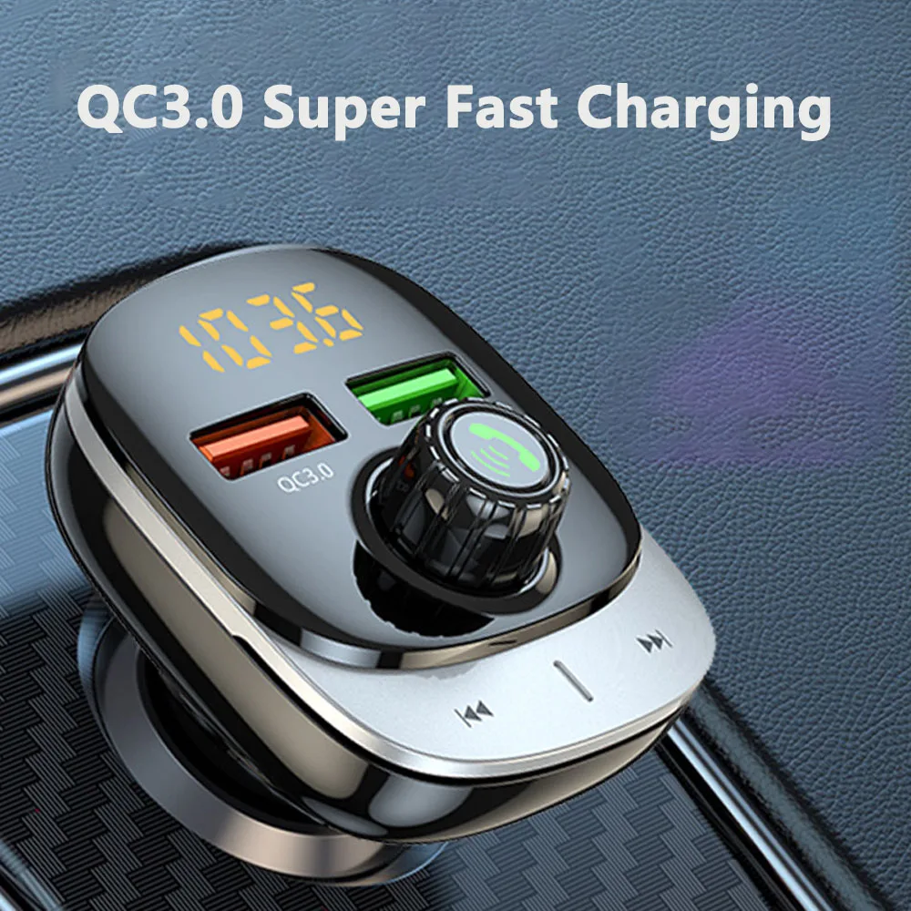 Car Bluetooth Mp3 Player Dual Usb Fast Charger Fm Transmitter