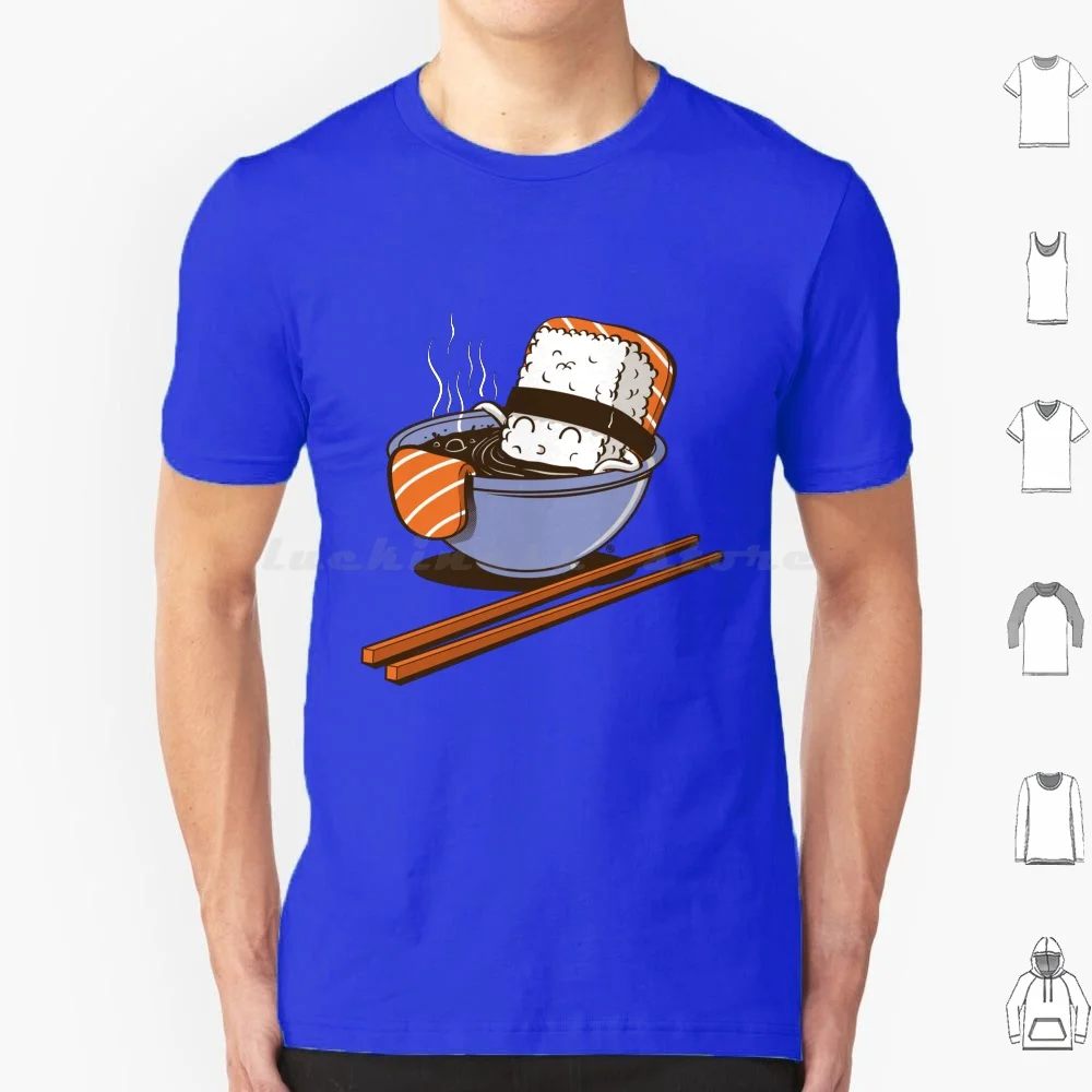 Jacuzzi Food T Shirt Big Size 100% Cotone Sushi Food Soia Cute Cartoon Japan Food Parody Mashup Humor Cartoons Jacuzzi Relax