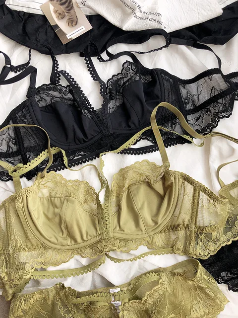 Ultrathin Lace BCD Yellow Lace Bra Set With Cross Beauty Back And  Transparent Push Up Sexy Lingerie For Women 70 85 From Loveclothingfz3,  $15.43