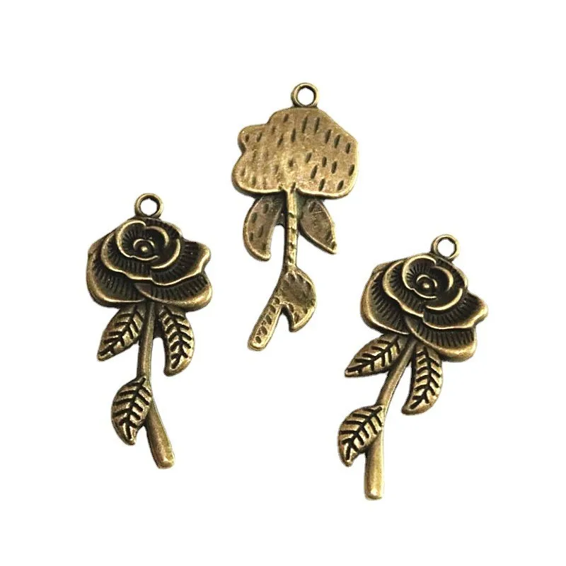 

16Pcs 43*19MM Flower Charms Vintage Antique Bronze Plated Pendant For Bracelet Earring Necklace Diy Jewelry Making