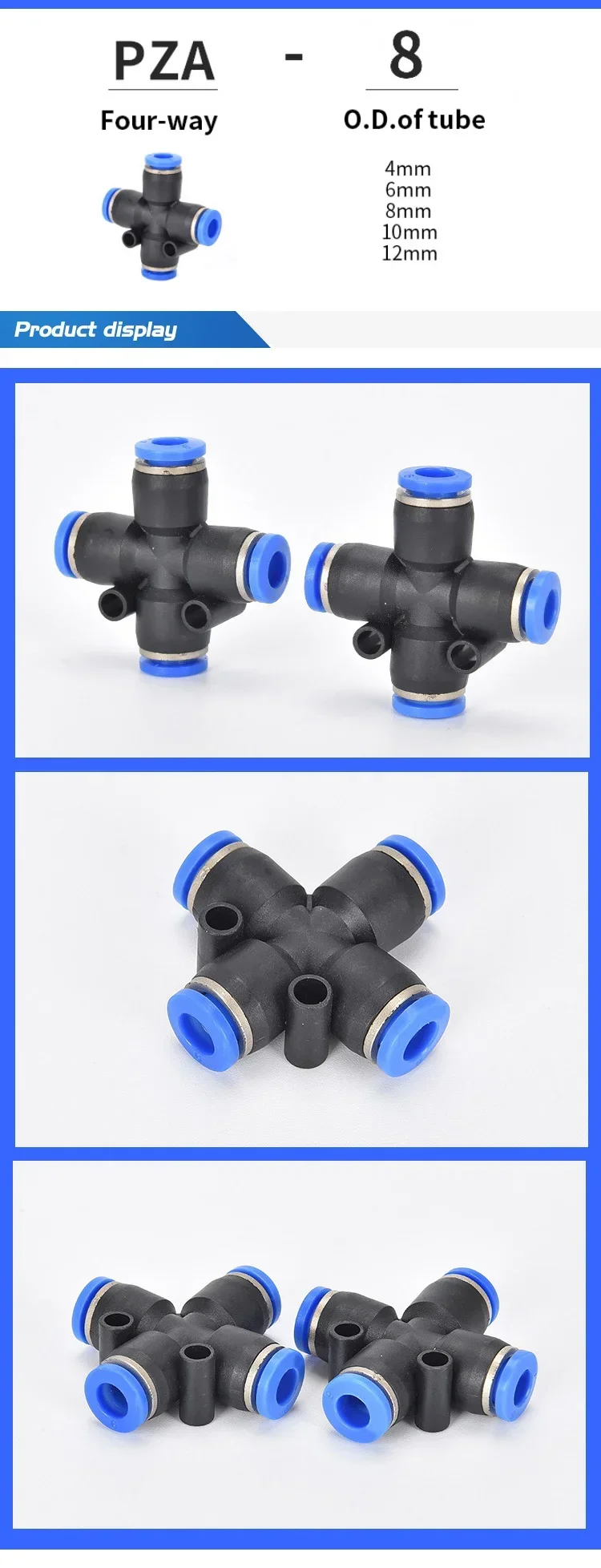 Description Picture 3 of item63Pcs Boxed Set Air Hose Connector 6mm OD PU PE PV PY PZA PK Air Pipe Tube Quick Release Pneumatic Push to Connect Fittings Kit