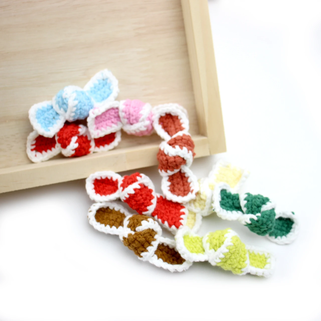 1pc 소녀 헤어핀 크로 셰 뜨개질 니트 달콤한 공주 hairbows 스냅 클립 헤어 그립 수제 안전 어린이 헤어 액세서리