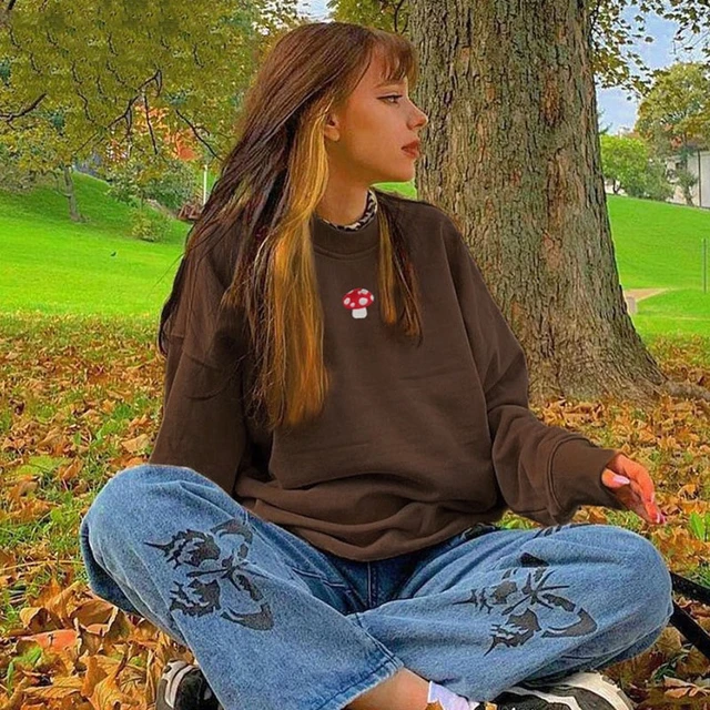 Bold Shade Indie Aesthetic Sweatshirts Y2K Fashion Streetwear Long Sleeve  Hoodies Graphic Embroidery 90s Style Vintage Hoodies - AliExpress