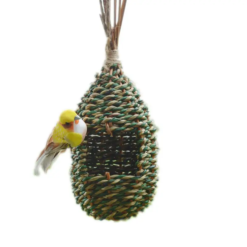 Straw Bird's Nest Cage Outdoor Warm Bird Nest and Bird House Pet Products Decoration Grass Hanging Cage Parrot bird house bird cage artificial bird nest