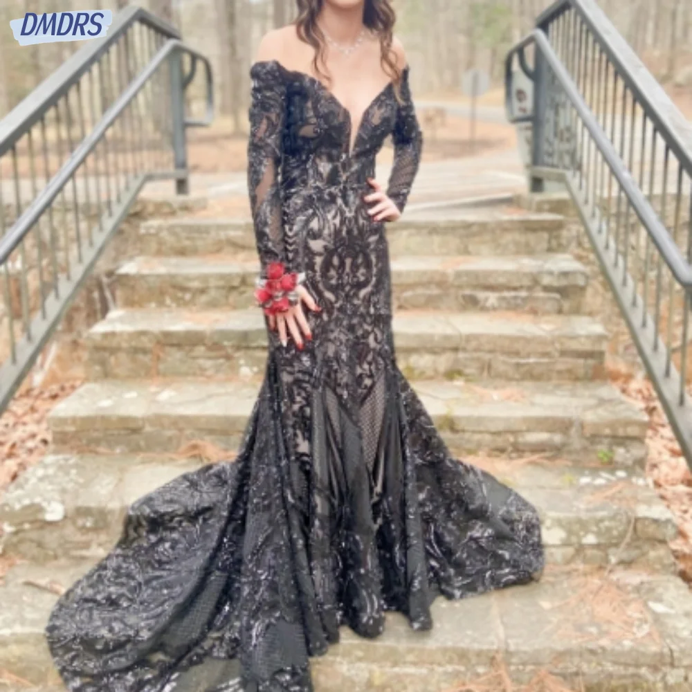 

Illusion Deep V-neck Evening Dresses Classic Trumpet Dress For Bride Graceful Floor-length Bridal Gown Vestido De Novia