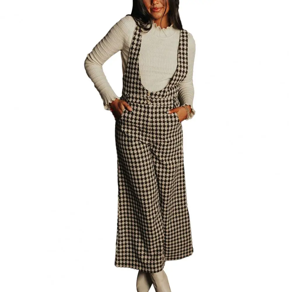 

Women's Trousers Retro Wide Leg Pants with Print Ankle Length Jumpsuit for Commute Women Trousers