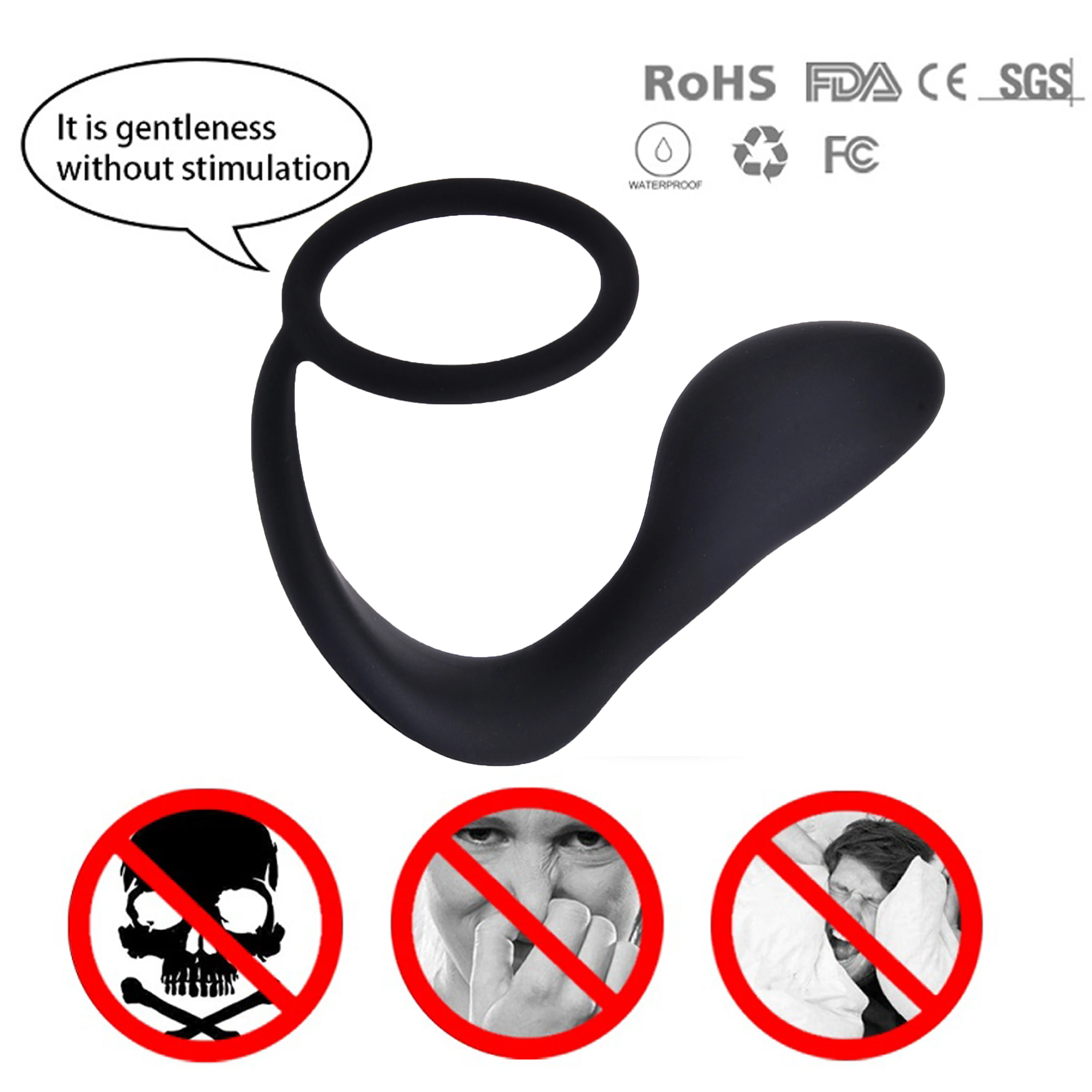Male Prostate Anal Plug Silicone Waterproof Massager Stimulator Delay Ejaculation Cock Ring Sex Toys for Couple Women Men