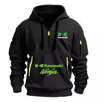 Kawasaki Sudadera Capucha Media Cremallera Unisex Racing Streetwear 2026 Primavera Otoño