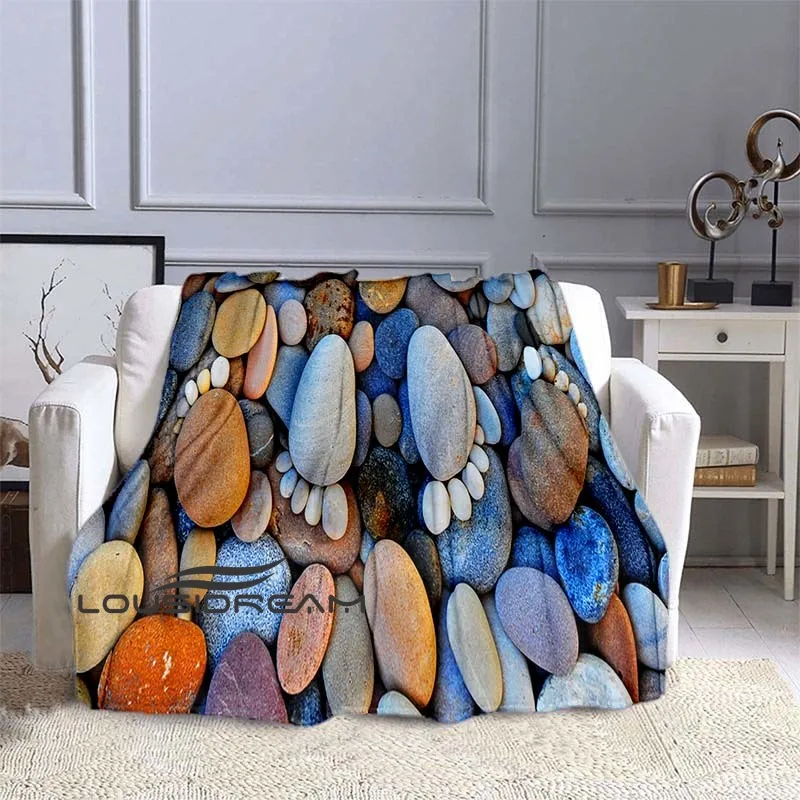 

Great Seaside Scenic Pebble Plush Blanket 3d Printed Soft and Comfortable Flannel Fluffy Blanket for Sofa Bed or Camping Blanket