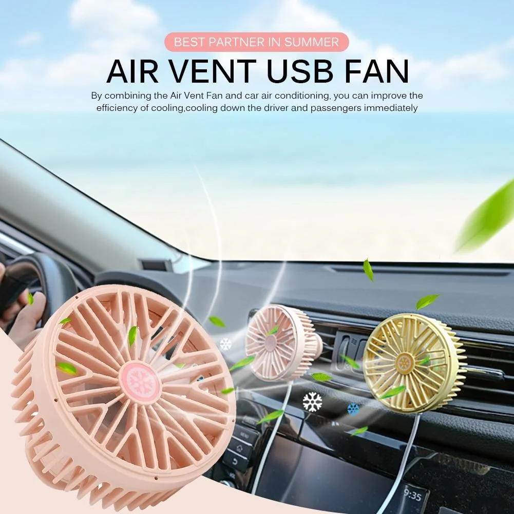 Mini Electric Car Air Conditioning Fan Rotatable Car Vehicle Air Vent USB  LED Light Cooling Fan Cooler