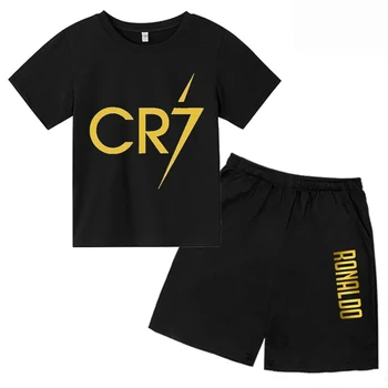 3D kids T-shirt Summer CR7 Star Print Top/Shorts  Boys/Girls Preschool 3-13Y Birthday Gift Sunshine Casual Round Neck Sports Set 1
