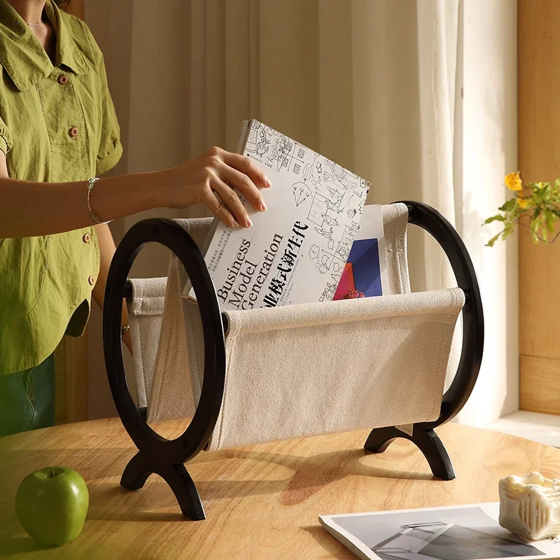 Rubberwood Magazine Holder French Large Magazine Rack Vintage Storage Side Table Stable Bedside Organizer