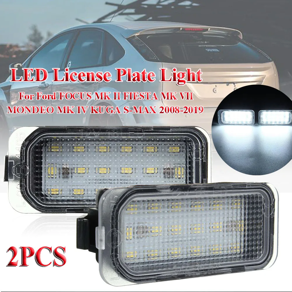 

2X Car Rear 18 LED SMD License Number Plate Light Lamp 6000K For Ford FOCUS MK II FIESTA MK VII MONDEO MK IV KUGA S-MAX 2008-201