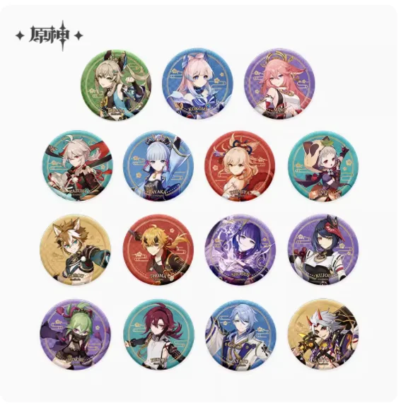 

2024 Anime Genshin Impact Inazuma City Theme Series Character Badge Kaedehara Kazuha Kamizato Ayaka Baji Button Official Gifts