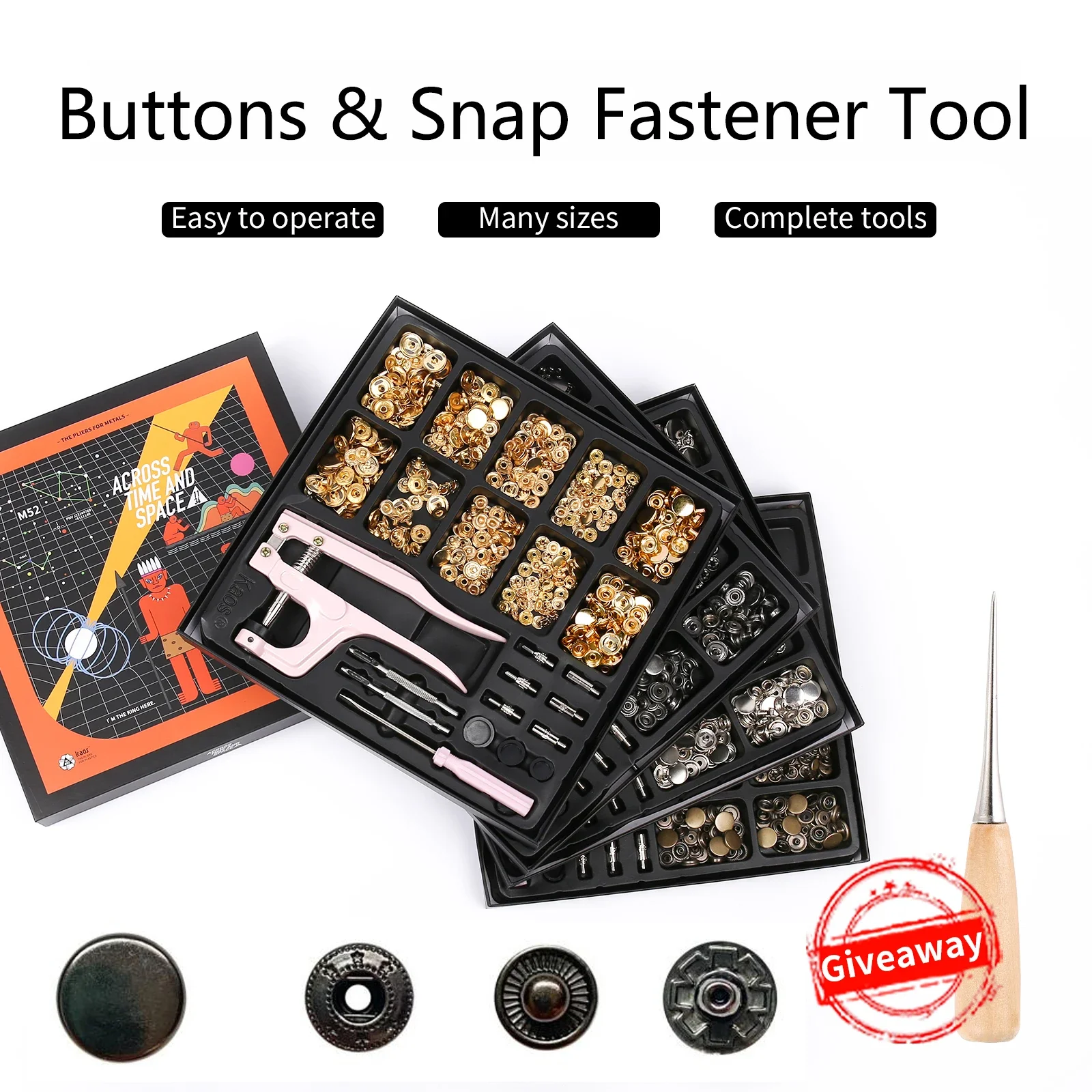 Lot De 80 Boutons Pression En Laiton – 5 Couleurs (argent, Doré, Bronze, Pistolet, Noir) – Tailles 10 Mm & 15 Mm – Pour Couture Vêtements, Sacs, Accessoires