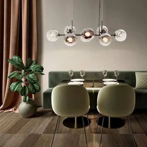 

Modern 8-Light Linear Bubble Chandelier Glass Ball Ceiling Northern Europe Pendant Lamp E26 Fixture Restaurants Kitchens Cafes