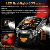 Montre connectée de qualité militaire 1500 mAh, autonomie de 100 jours, étanche 10 ATM, appels Bluetooth, alerte SOS, lampe torche LED, montres de sport 4