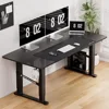 4 Legs Standing Desk with Dual Motor, 55 x 28 Inch Adjustable Height Desk with Power Outlets & LED Lights 1