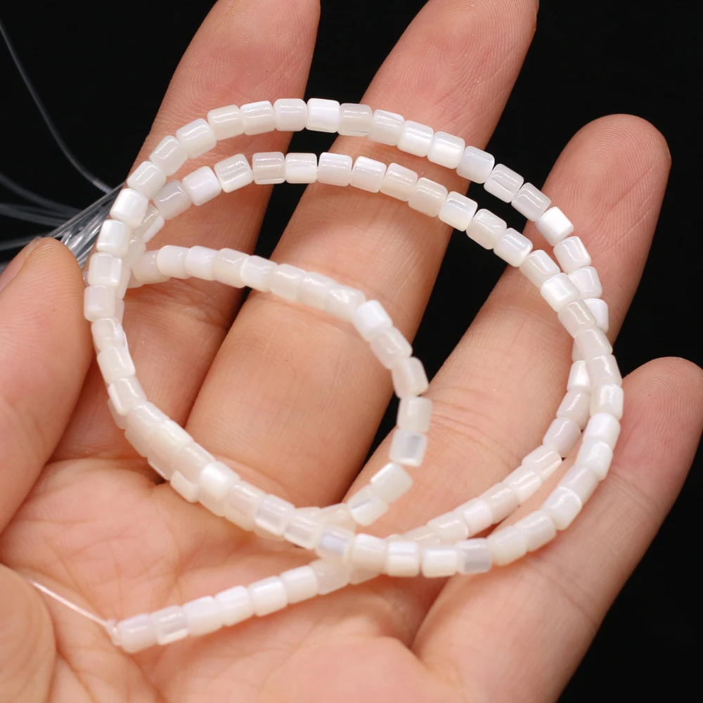 Elegant Cylindrical Mother of Pearl Sea Shell Beads for DIY Jewelry Making - 3.5mm