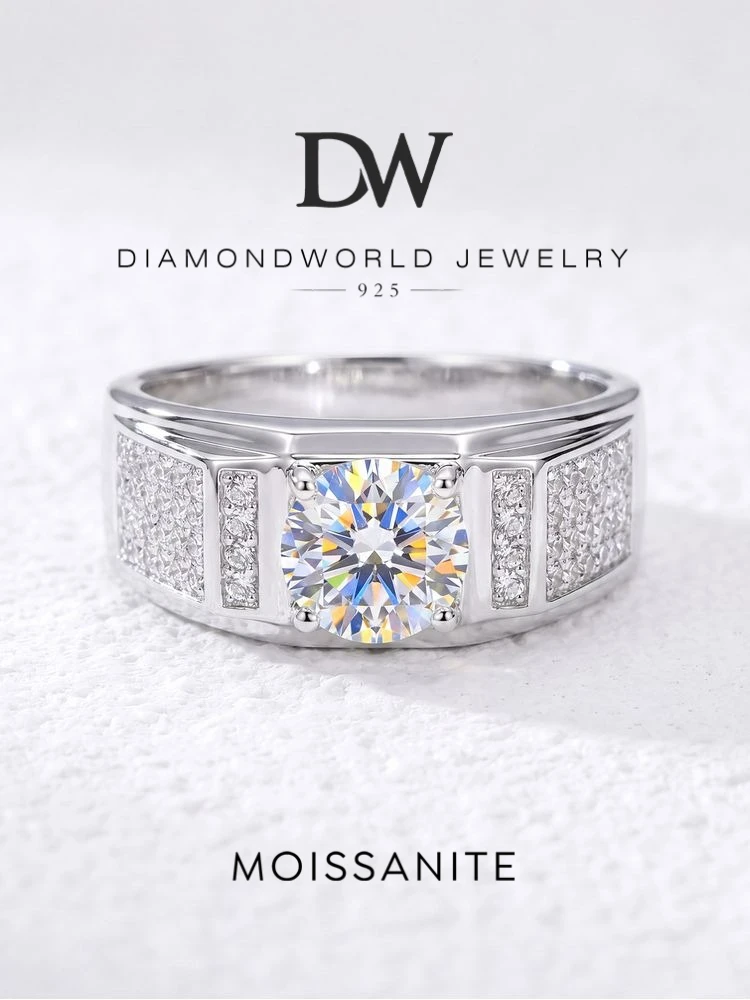 Dwj 1ct luxuriöse zertifizierte Moissan ite Diamant Eheringe für Männer Geschenk echte 925 Sterling Silber beste Qualität edlen Schmuck