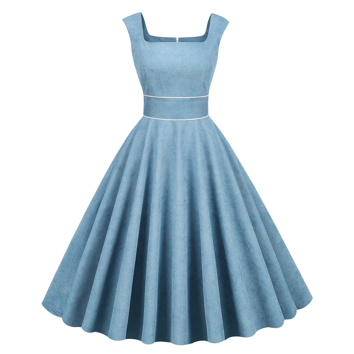 

Women's Audrey Hepburn Style Vintage Square Collar Sleeveless Big Swing 1950s Dress Solid Color High Quality Elegant Retro Dress