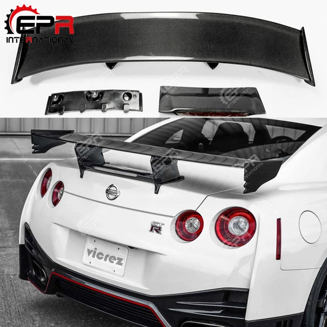 For Nissan R35 Gtr Carbon Fiber Rear Spoiler (included Lights) Nismo Style  Gt Rear Wing For Gtr R35 Aero Body Kit Tuning - Spoilers & Wings -  AliExpress