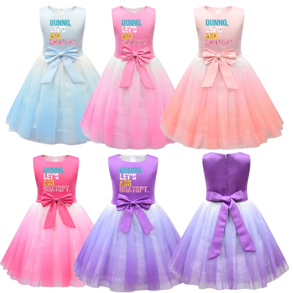 3-12T Charm Girls Dresses Carnival Halloween Princess Not Let'S Ask Ghatgpt Dress Birthday Party Madrigal Kids Prom Gowns