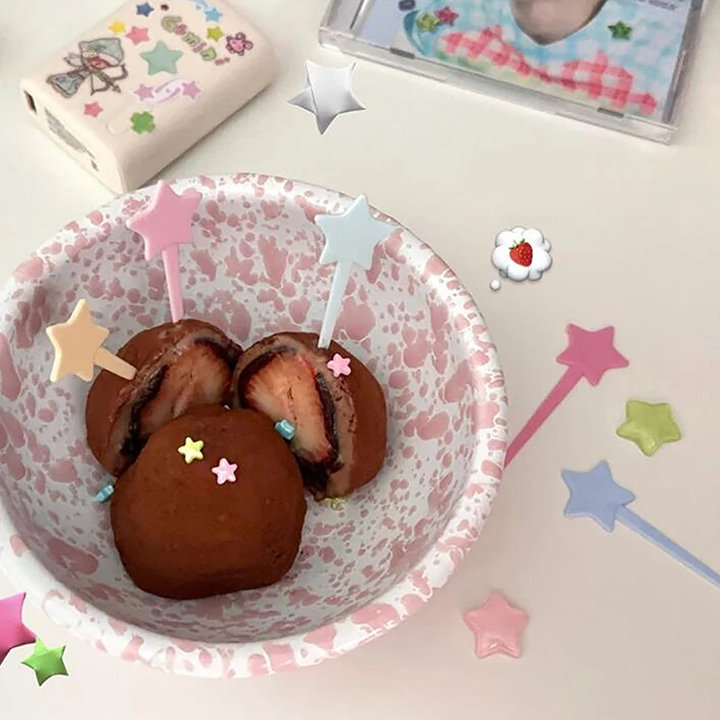 50pcs Photography Props Colorful Stars Shaped Cake Top Fruit Dessert Sign Insert Flag Wedding Decoration DIY Accessories