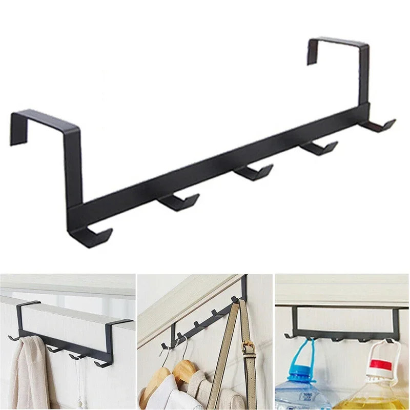Door Hook Hooks Over The Door 5 Hooks Home Bathroom Organizer Rack Clothes Coat Hat Towel Hanger Bathroom Kitchen Accessories Holder