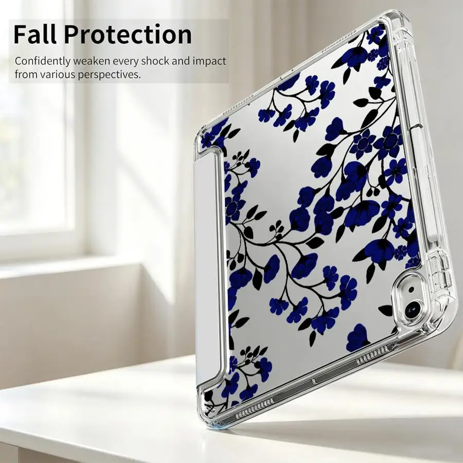 Creative Black and Blue Tablet Case with Pen Slot Cover