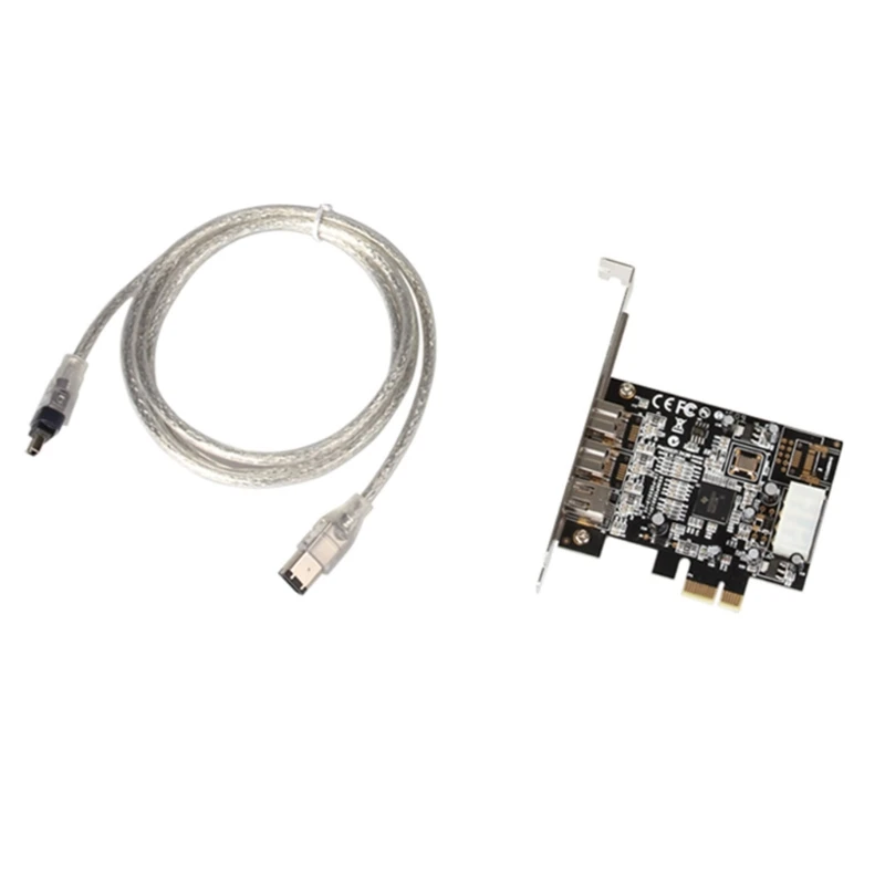 

1394 Expansion Card 1x 6Pin 2x 9Pin 1394 PCIE 1X to IEEE 1394 Video Adapter Controller Firewire Card for Desktop PC