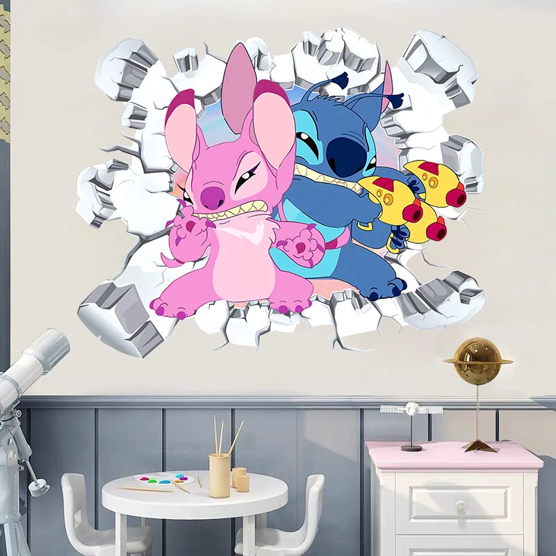 Cartoon Lilo & Stitch Luminous Wall Stickers Vinyl Decal Stickers for Kid's Room Kindergarten Living Room Bedroom Wall Decoration Animated Poster