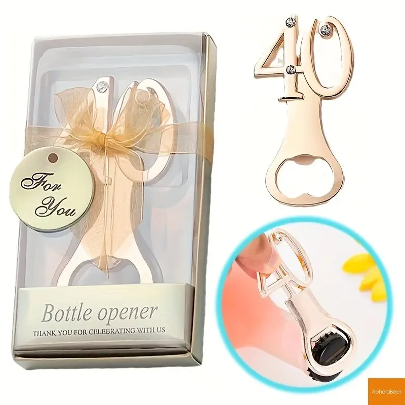 

1pc Digital 40 Beer Bottle Opener 40th Birthday Party Gifts for Guests Zinc Alloy Beer Opener Company Bar Celebration Gifts