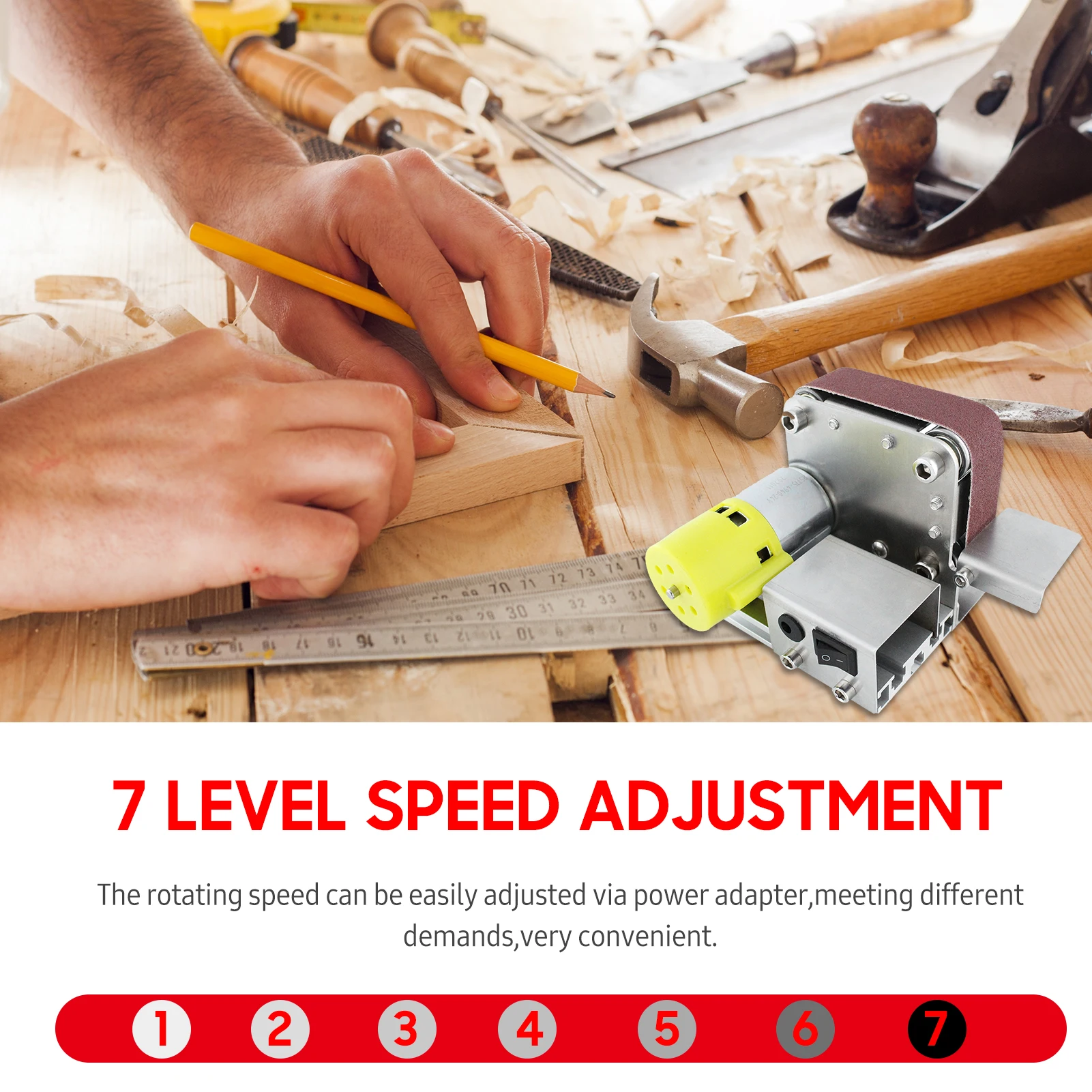 Belt Sander Electric Sanding Polishing Grinding Machine 7 Variable Speed 10 Sanding Belts For Polishing Wood Acrylic Metal electric sander,belt sander