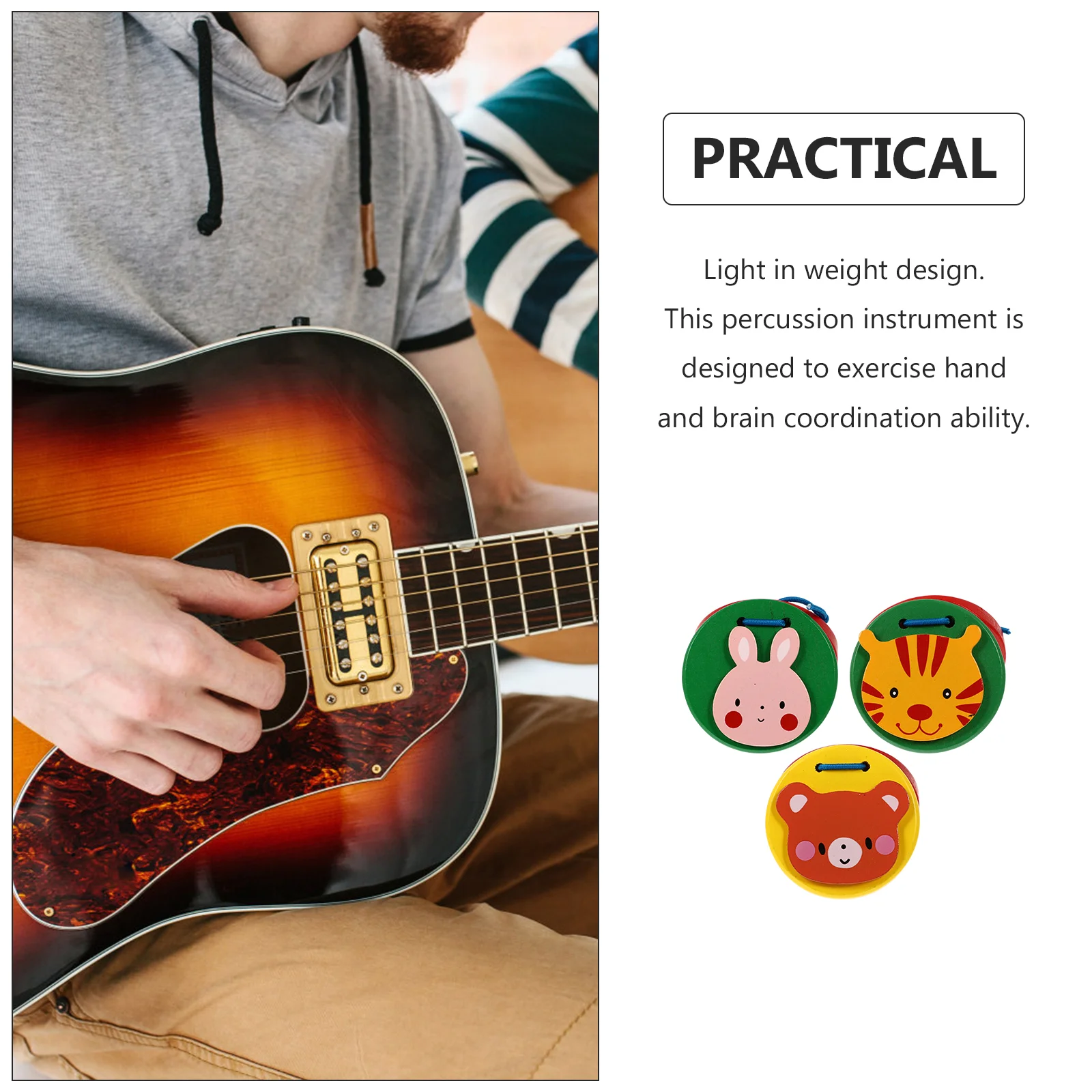 10Pcs Animal Castanets Kids Musical Instruments Cartoon Pattern ff Children Castanets Toys Percussion Christmas Gift