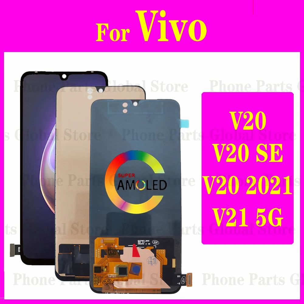 AMOLED для Vivo V21 5G V2050 LCD V20 SE дисплей V20 2021 сенсорный экран дигитайзер в сборе V2022 V2023 V2025 V2024 Замена