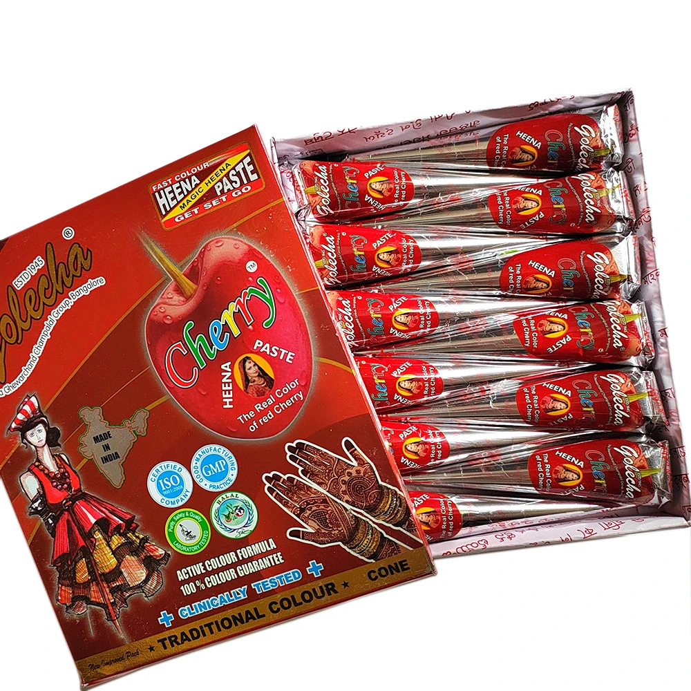 25gram Cherry Red Henna Cones Indian Henna Tattoo Paste For Temporary Tattoo Body Art Sticker Mehndi Body Paint henna cones