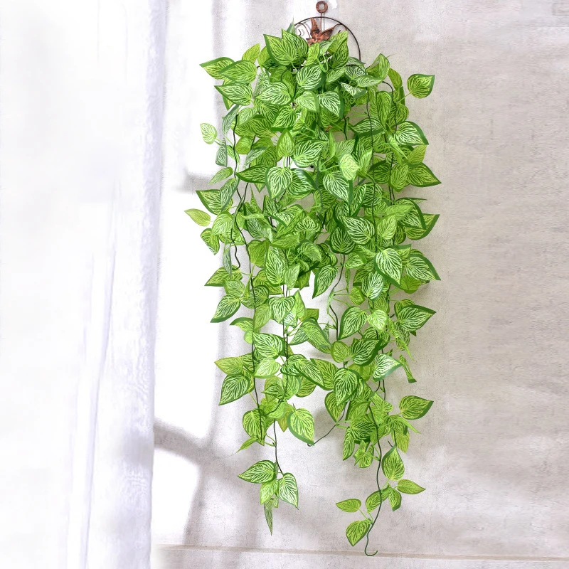105cmArtificialPlantsVinesFakeGreenLeafIvyPlasticWallHanging