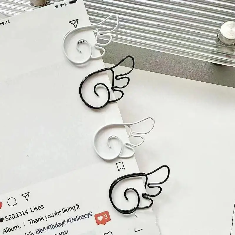 10/20/50Pcs INS 스타일 천사 날개 모양의 금속 종이 클립 학생 문구 사무실 장식 용품을위한 간단한 귀여운 핀