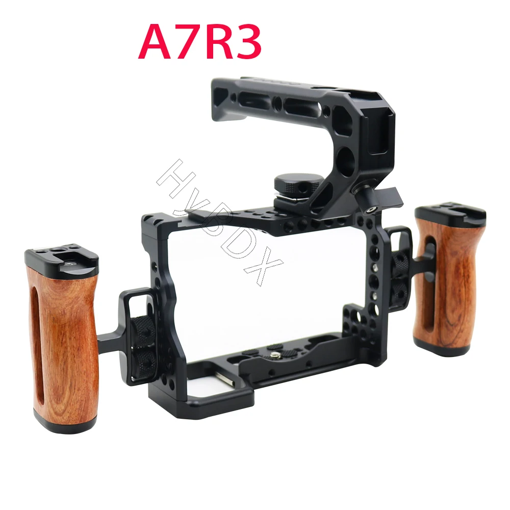 Universal Camera Cage Left /Right  Side Handle for Sony Canon Nikon Camera Cage Wooden Handle Grip Cold Shoe for Mic Video Light telephoto lens