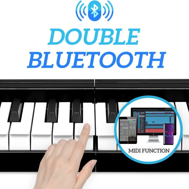 61-key Folding Piano Portable Beginner Home Bluetooth MIDI Foldable Electronic Piano Multifunctional Musical Keyboard Instrument