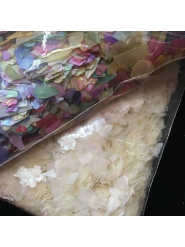 500g/1000g 일본산 조개껍질 조각 - 반짝이는 자개 조각, 바다풍 매니큐어를 위한 무지개빛 네일 아트