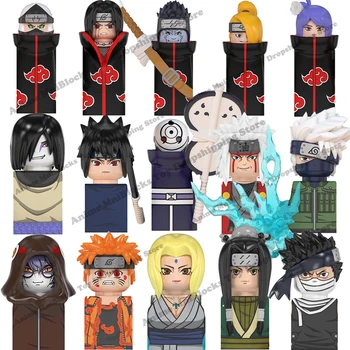 Naruto Sasuke Sakura Kakashi Obito Jiraiya Tsunade anime dolls Mini Action toy Figures cartoon Assemble blocks kid Birthday gift
